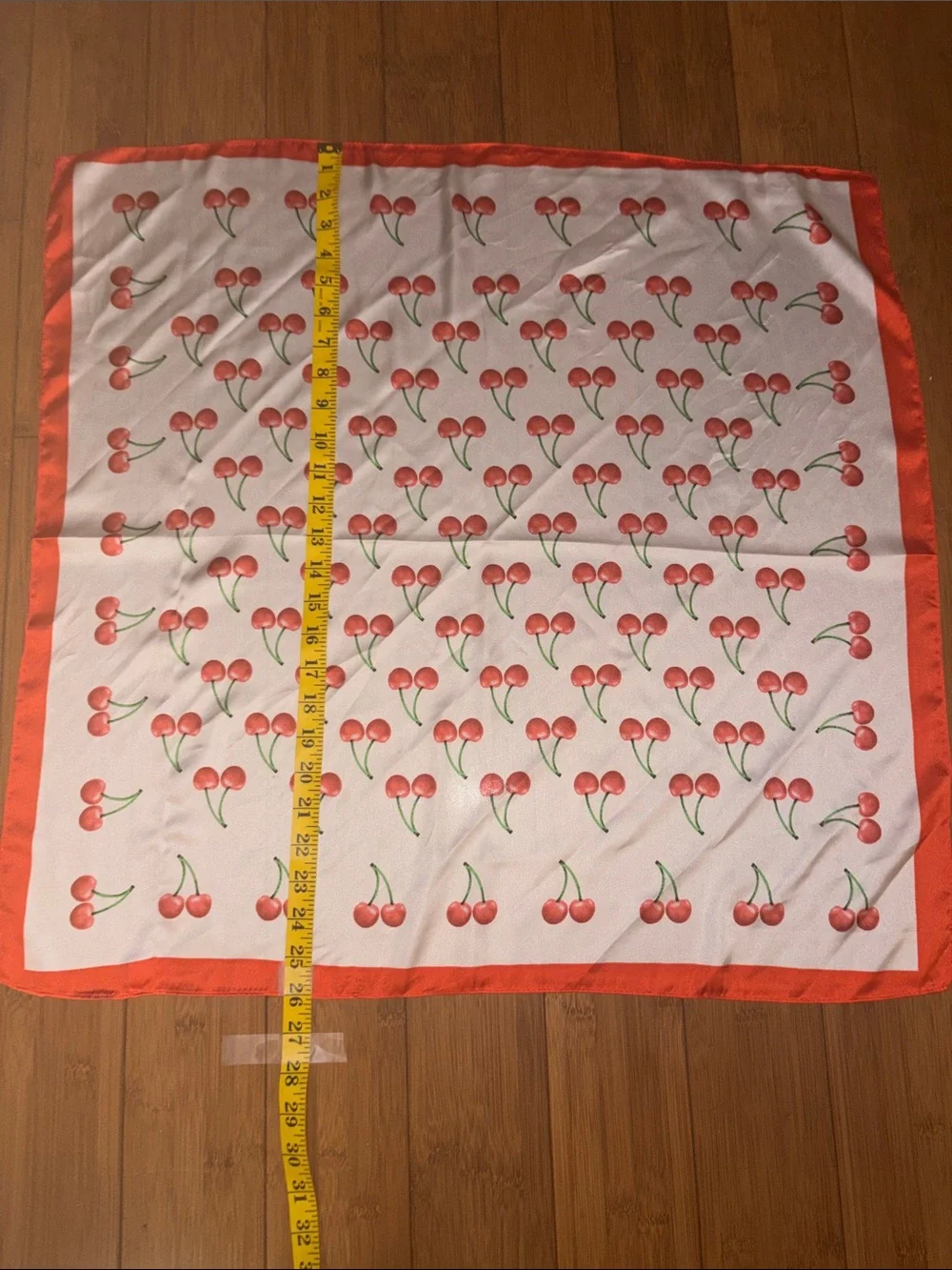 Cherry 🍒 Pattern Decorative Throw - Red on Cream Scarf 26”X 27” Inches